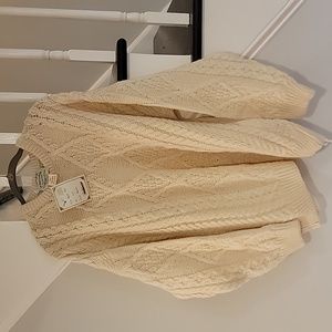 NWT - Cream Cladyknit Aran Sweater - XXL - 100% hand-stitched wool - a few nicks